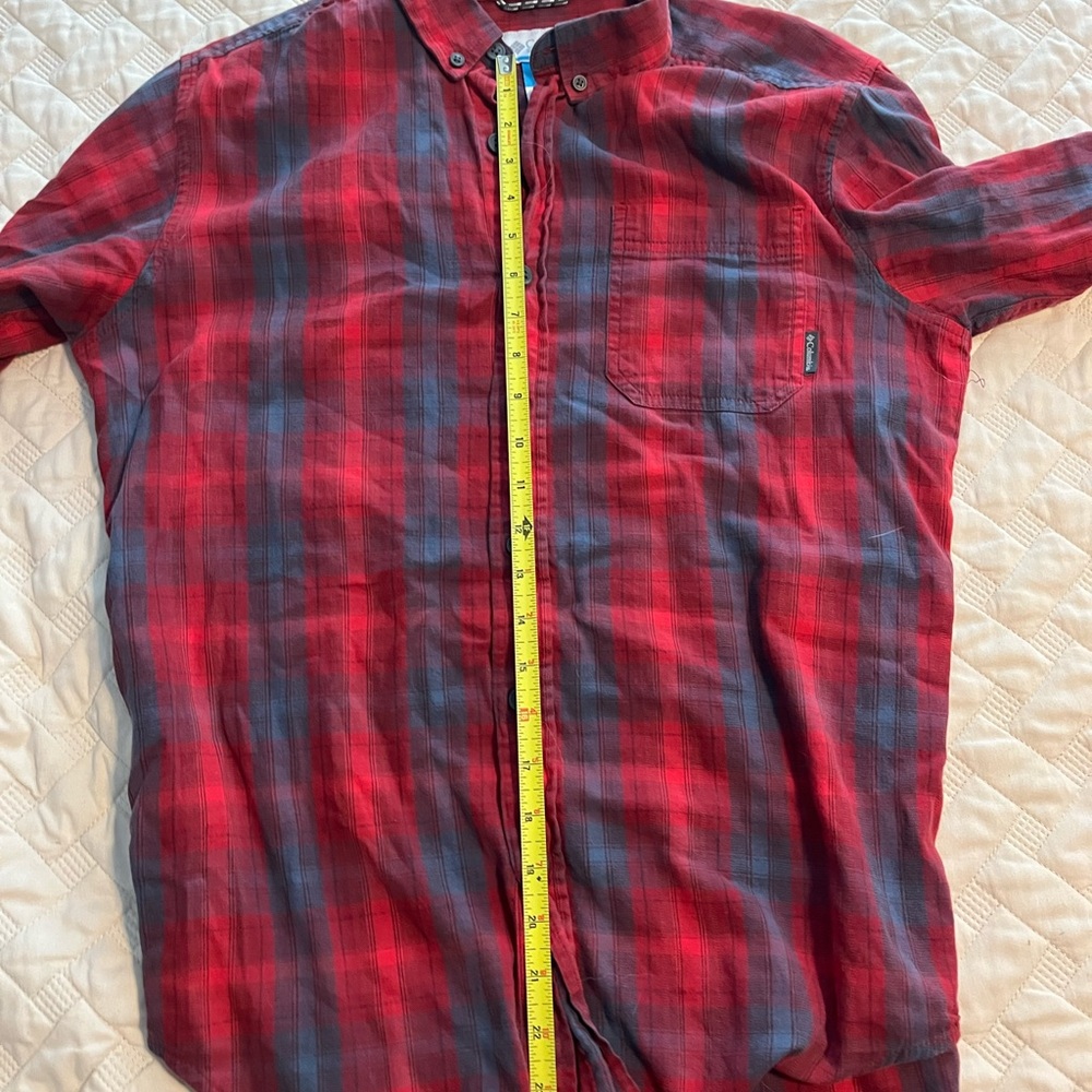 Columbia Shirt Mens Small Red Flannel Twill Regular Fit Soft Hiking Outdoors D3 - Picture 4 of 4